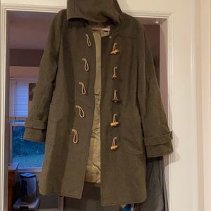 Women’s JCREW Melton wool toggle coat with hood